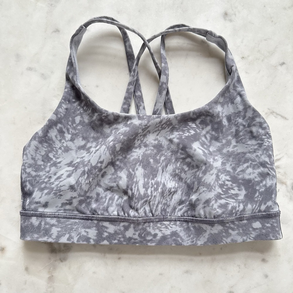 Lululemon Womens Energy Sports Bra Summer Shade Ice Gray Black Size 6